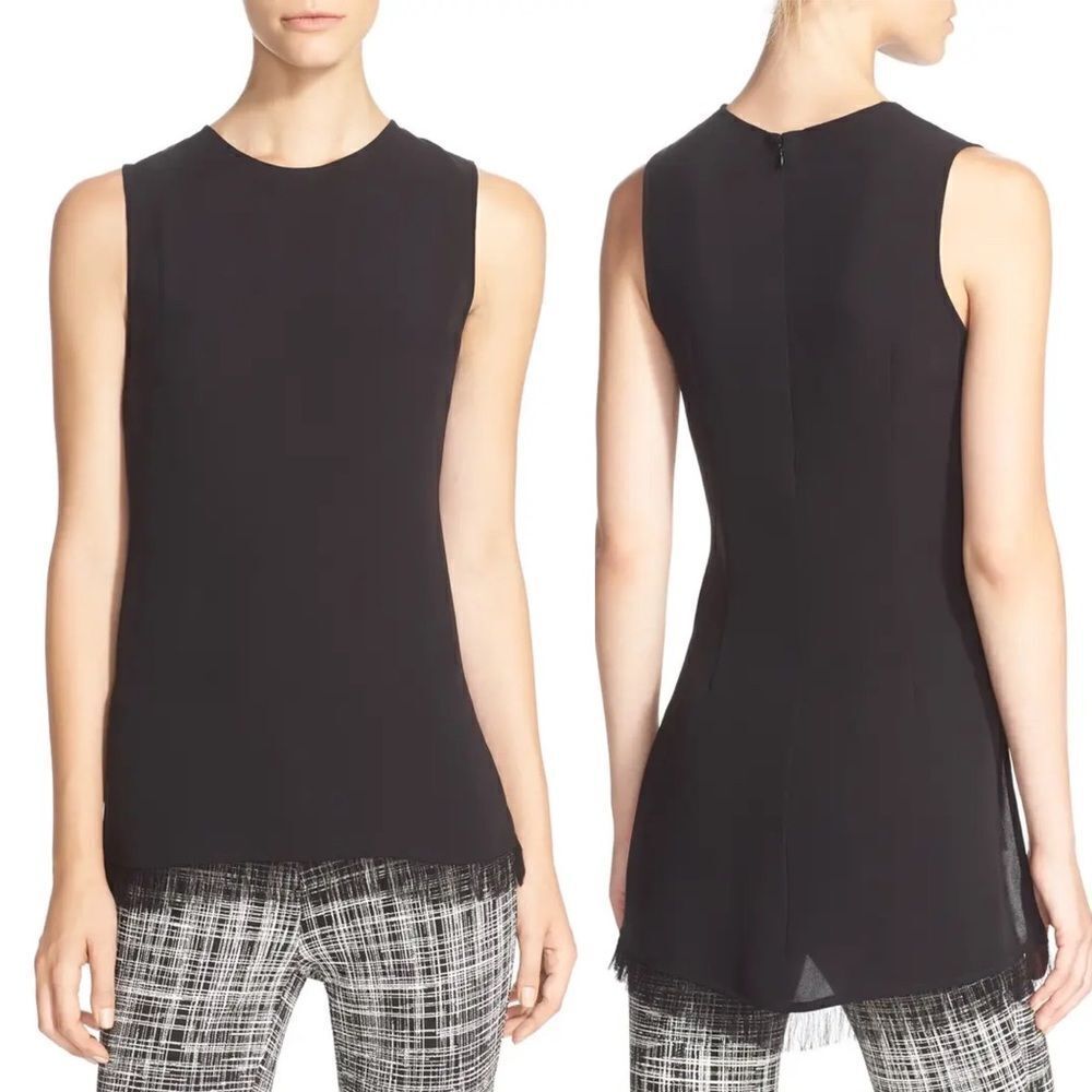 'Yinga' Sleeveless High/Low Fringe Hem Top